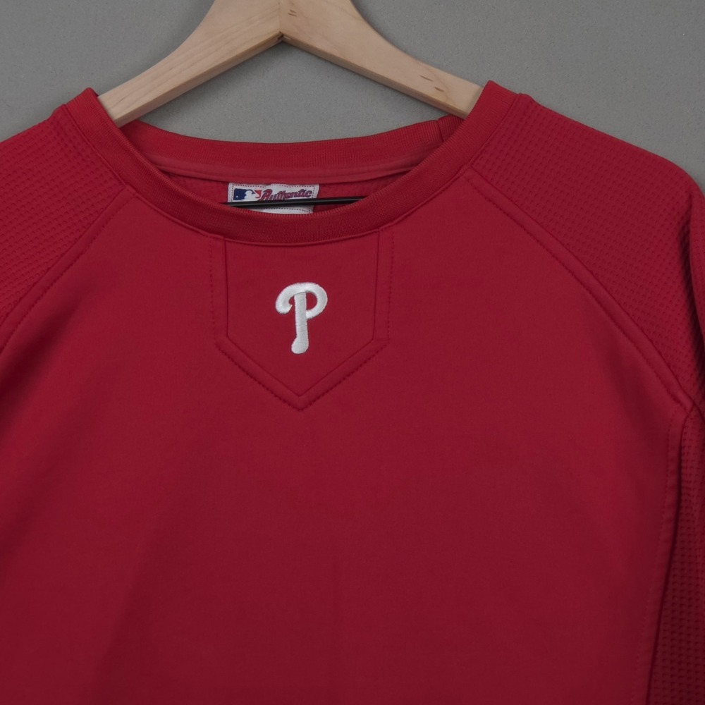 Majestic Therma Base MLB Philadelphia Phillies Red Fleece Pullover Crewneck XXL